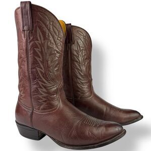 Nocona Vintage Western Cowboy Boots Brown Red Leather Mens 11 EE - Extra Wide